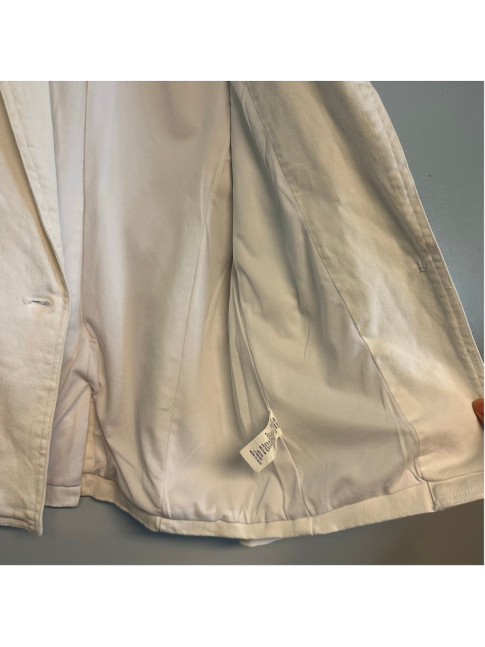 Elan Anthropology White Denim Blazer with Gold Button Size Medium collared - Picture 7 of 10